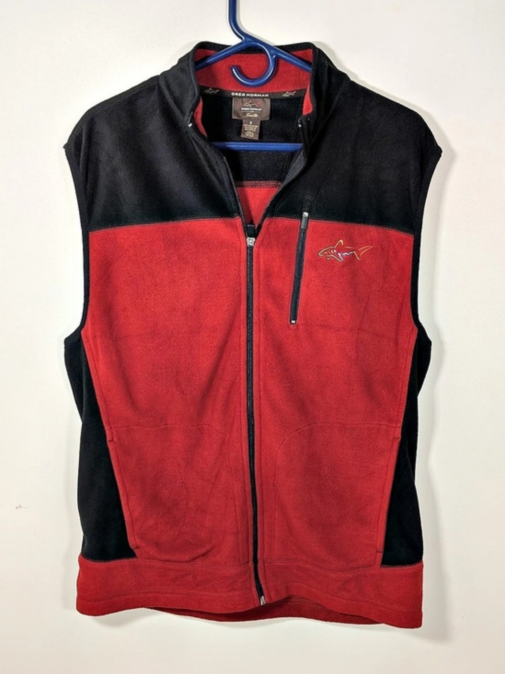 Greg Norman for Tasso Elba Full-Zip Fleece Vest Red & Black Small